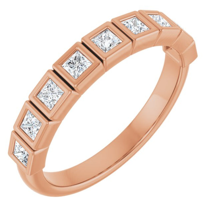 10K Rose Gold 3/4 CTW Natural Diamond Anniversary Band