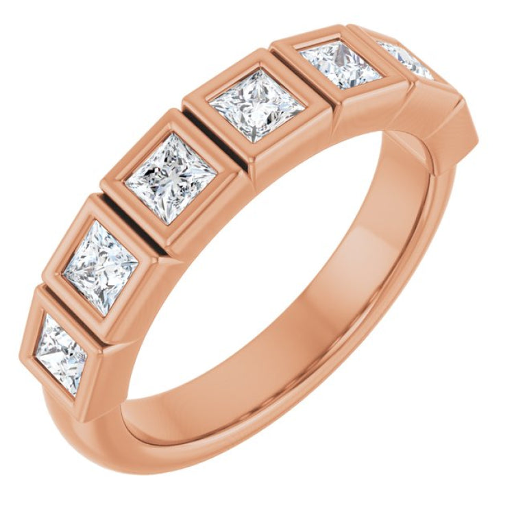10K Rose Gold 9/10 CTW Natural Diamond Anniversary Band