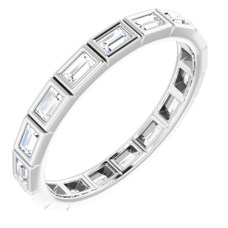 10K White Gold 1/2 CTW Natural Diamond Eternity Band Size 6.75