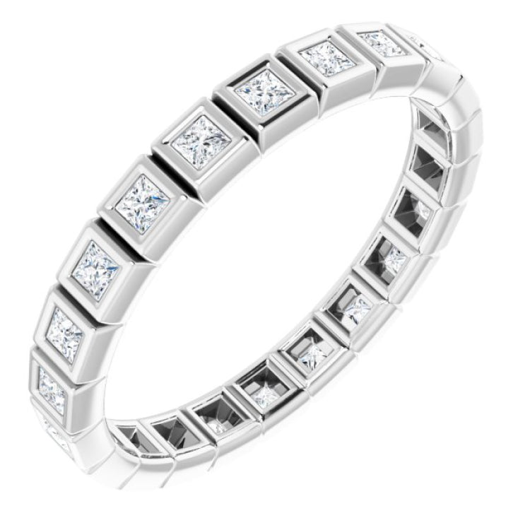 10K White Gold 1/2 CTW Natural Diamond Eternity Band Size 6.5