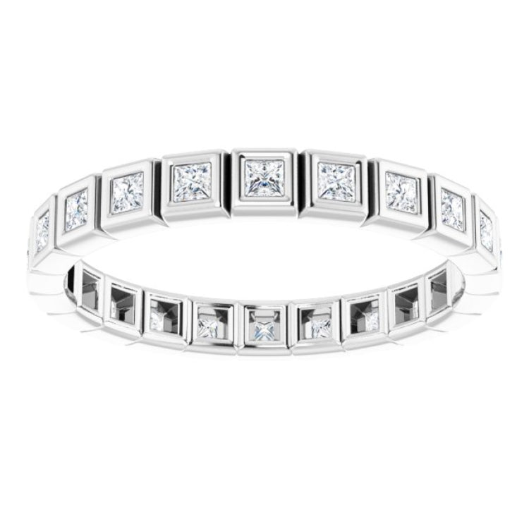 10K White Gold 1/2 CTW Natural Diamond Eternity Band Size 6.5