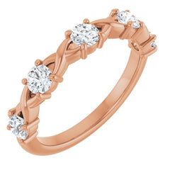10K Rose Gold 3/4 CTW Natural Diamond Anniversary Band