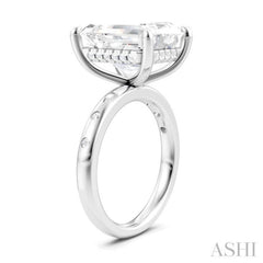 1/5 Ctw Akari Emerald Shape Round Cut Diamond Semi-Mount Engagement Ring in 14K White Gold