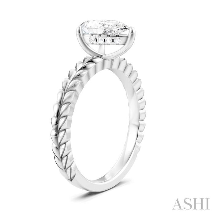 1/20 Ctw Pear Shape Round Cut Diamond Semi-Mount Engagement Ring in 14K White Gold