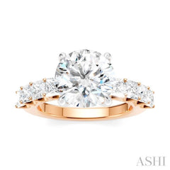 1 1/4 Ctw Round Shape Princess and Round Cut Diamond Semi-Mount Engagement Ring in 14K Rose and White Gold