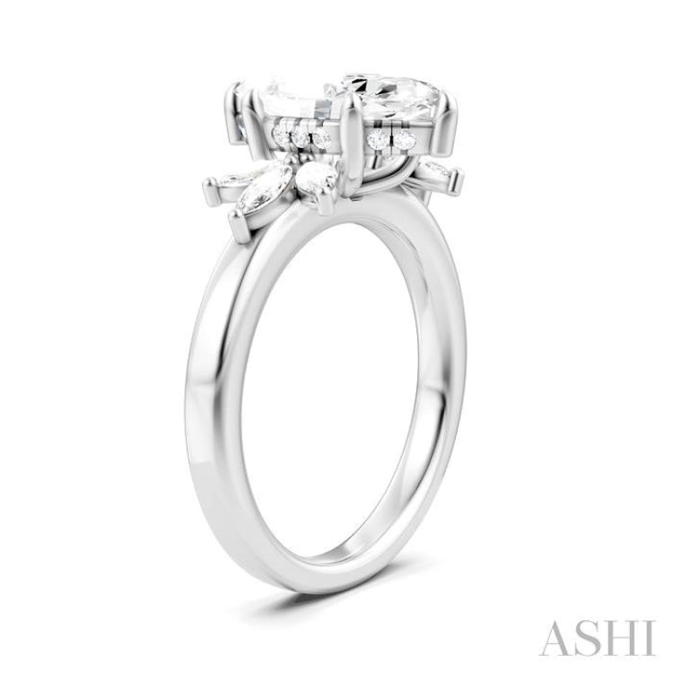 1/2 Ctw Akari Marquise and Round Cut Diamond Semi-Mount Engagement Ring in 14K White Gold