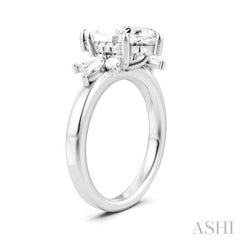 1/2 Ctw Akari Marquise and Round Cut Diamond Semi-Mount Engagement Ring in 14K White Gold