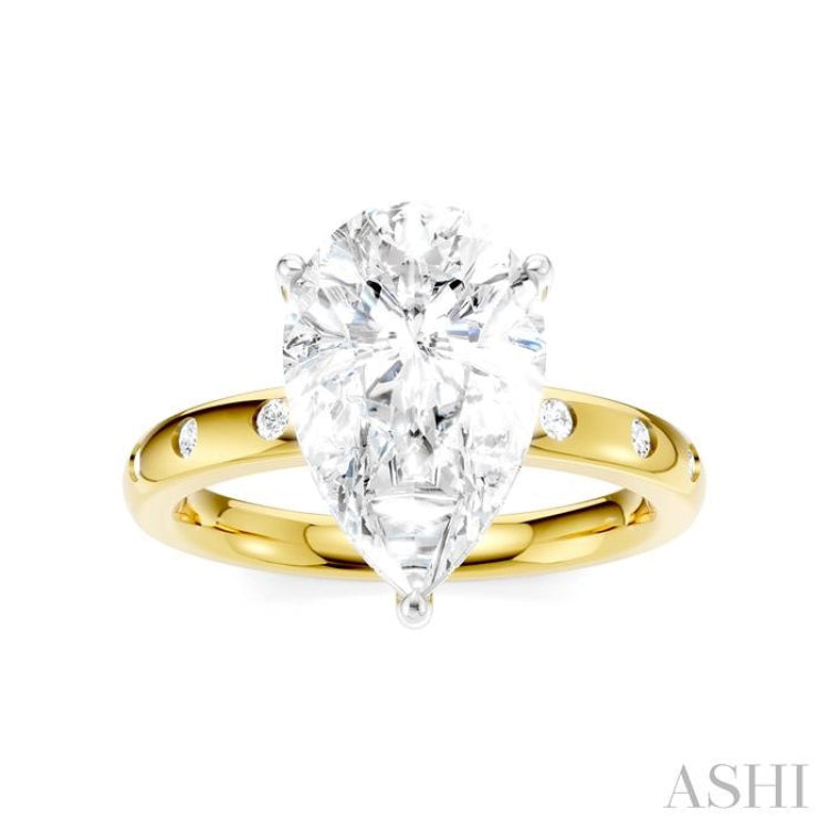 1/5 Ctw Akari Pear Shape Round Cut Diamond Semi-Mount Engagement Ring in 14K Yellow and White Gold