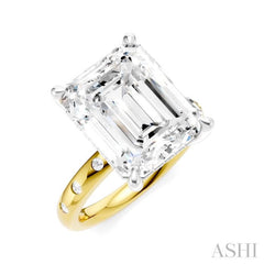 1/5 Ctw Akari Emerald Shape Round Cut Diamond Semi-Mount Engagement Ring in 14K Yellow and White Gold