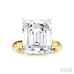 1/5 Ctw Akari Emerald Shape Round Cut Diamond Semi-Mount Engagement Ring in 14K Yellow and White Gold