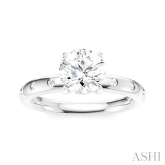 1/6 Ctw Round Shape Round Cut Diamond Semi-Mount Engagement Ring in 14K White Gold