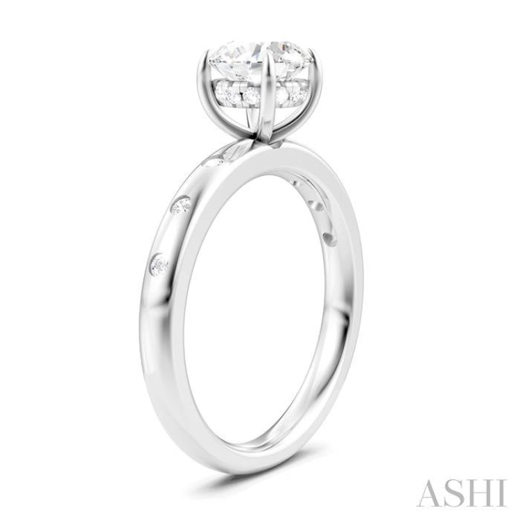 1/6 Ctw Round Shape Round Cut Diamond Semi-Mount Engagement Ring in 14K White Gold