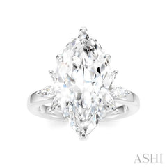 5/8 Ctw Akari Marquise and Round Cut Diamond Semi-Mount Engagement Ring in 14K White Gold