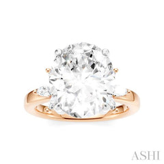 5/8 Ctw Akari Oval Shape Marquise and Round Cut Diamond Semi-Mount Engagement Ring in 14K Rose and White Gold