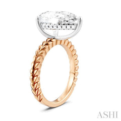 1/8 Ctw Pear Shape Round Cut Diamond Semi-Mount Engagement Ring in 14K Rose and White Gold