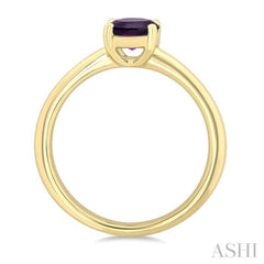 8X6 MM Oval Cut Amethyst Semi-Precious Solitaire Ring in 14K Yellow Gold