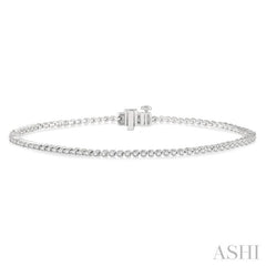 1 Ctw Round Cut Diamond 3-Prong Tennis Bracelet in 14K White Gold