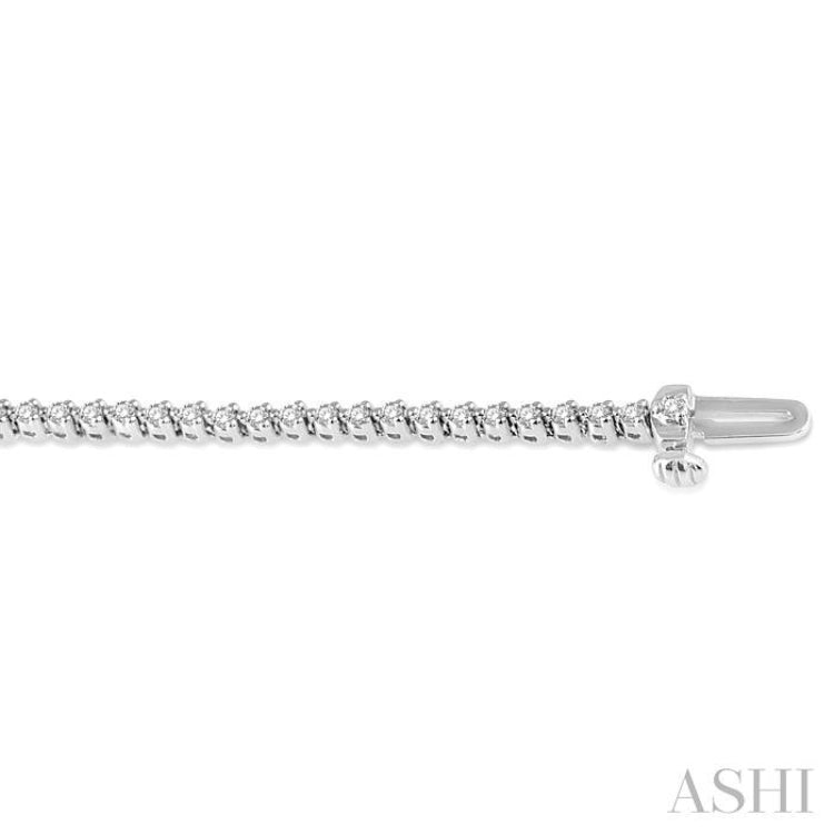 1 Ctw Round Cut Diamond 3-Prong Tennis Bracelet in 14K White Gold