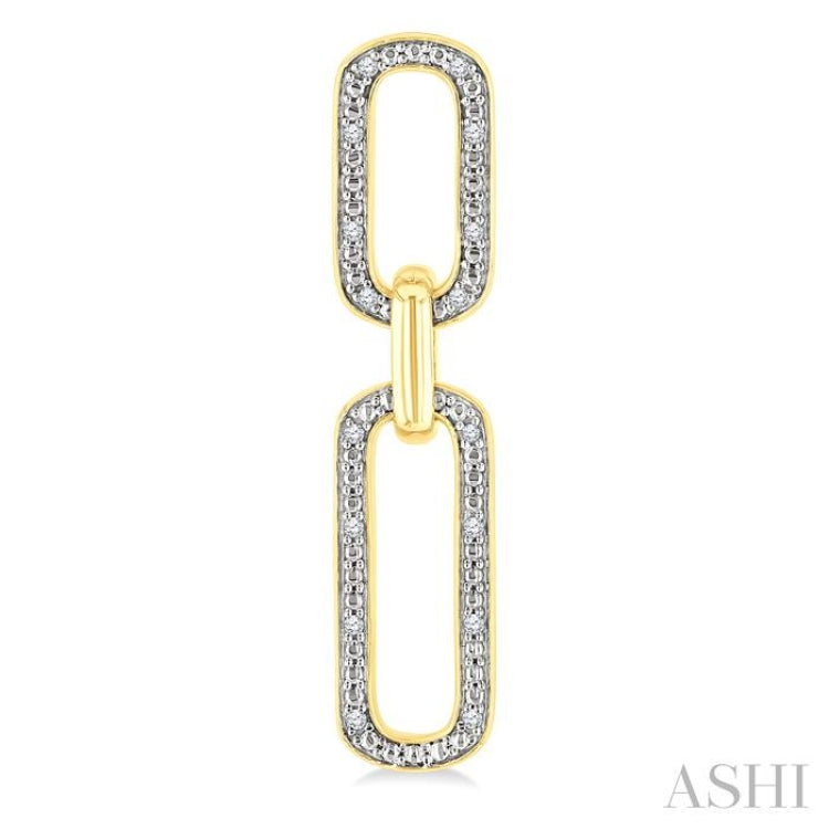 1/10 Ctw Bold Paperclip Round Cut Diamond Fashion Earring in Yellow Gold Vermeil