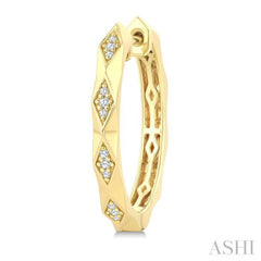 1/10 Ctw 3-D Geometric Shape Round Cut Diamond Fashion Hoop Earring in 10K Yellow Gold