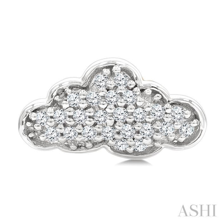 1/6 Ctw Round Cut Diamond Cloud Petite Earrings in 10K White Gold