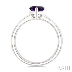 8X5 MM Pear Cut Amethyst Semi-Precious Solitaire Ring in 14K White Gold
