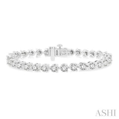 10 Ctw Round Cut Diamond 3-Prong Tennis Bracelet in 14K White Gold