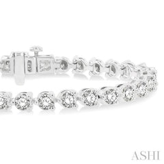 10 Ctw Round Cut Diamond 3-Prong Tennis Bracelet in 14K White Gold
