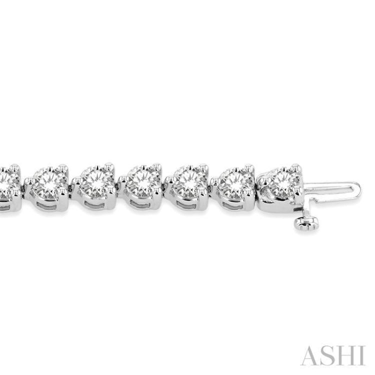 10 Ctw Round Cut Diamond 3-Prong Tennis Bracelet in 14K White Gold