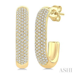 3/8 Ctw 5-Row Pave Set Round Cut Diamond Fashion Half Hoop Earrings in 14K Yellow Gold