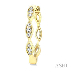 1/6 Ctw Marquise Shape Carving Round Cut Diamond Fashion Hoop Earring in 10K Yellow Gold