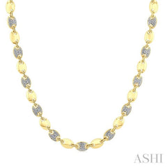 1/4 Ctw Bold Mariner Link Round Cut Diamond Fashion Necklace in Yellow Gold Vermeil