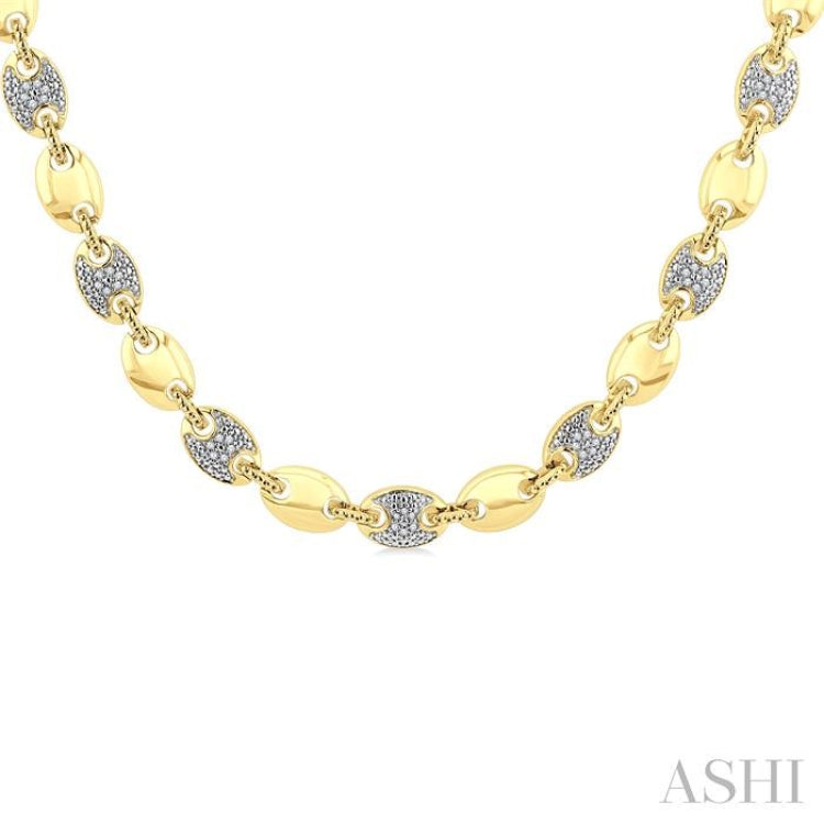 1/4 Ctw Bold Mariner Link Round Cut Diamond Fashion Necklace in Yellow Gold Vermeil