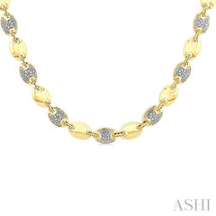 1/4 Ctw Bold Mariner Link Round Cut Diamond Fashion Necklace in Yellow Gold Vermeil
