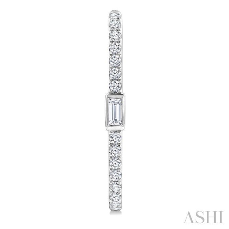 3/8 Ctw Rectangular Shape Baguette and Round Cut Diamond Fashion Hoop Earrings in 14K White Gold