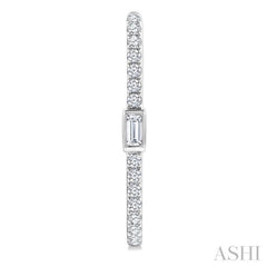 3/8 Ctw Rectangular Shape Baguette and Round Cut Diamond Fashion Hoop Earrings in 14K White Gold