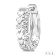 1/10 Ctw Petite Heart Shape Round Cut Diamond Fashion Huggies Earrings in 10K White Gold