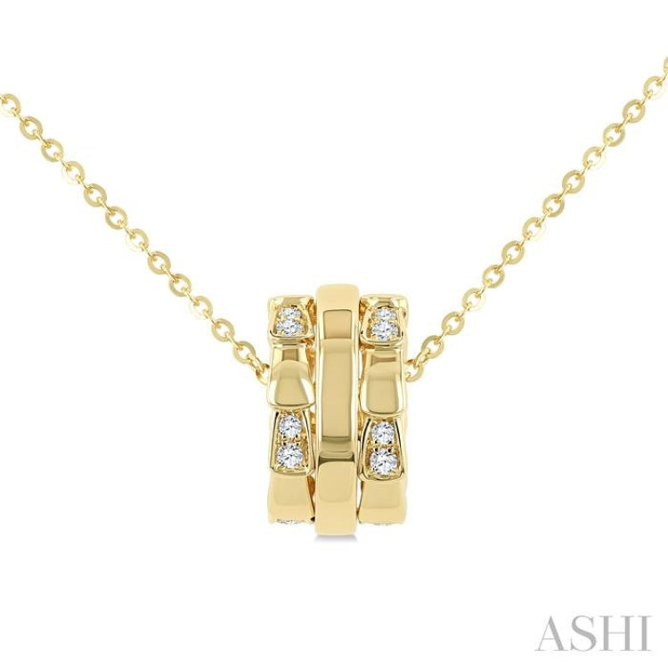 1/10 Ctw Round Cut Diamond Rondelle Fashion Pendant With Chain in 14K Yellow Gold