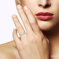 1/2 Ctw Marquise Shank Circular Mount Lovebright Round Cut Diamond Ring in 14K White Gold