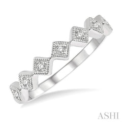 1/10 Ctw Rhombus Lattice Round Cut Diamond Stackable Band in 14K White Gold
