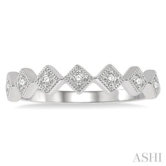 1/10 Ctw Rhombus Lattice Round Cut Diamond Stackable Band in 14K White Gold
