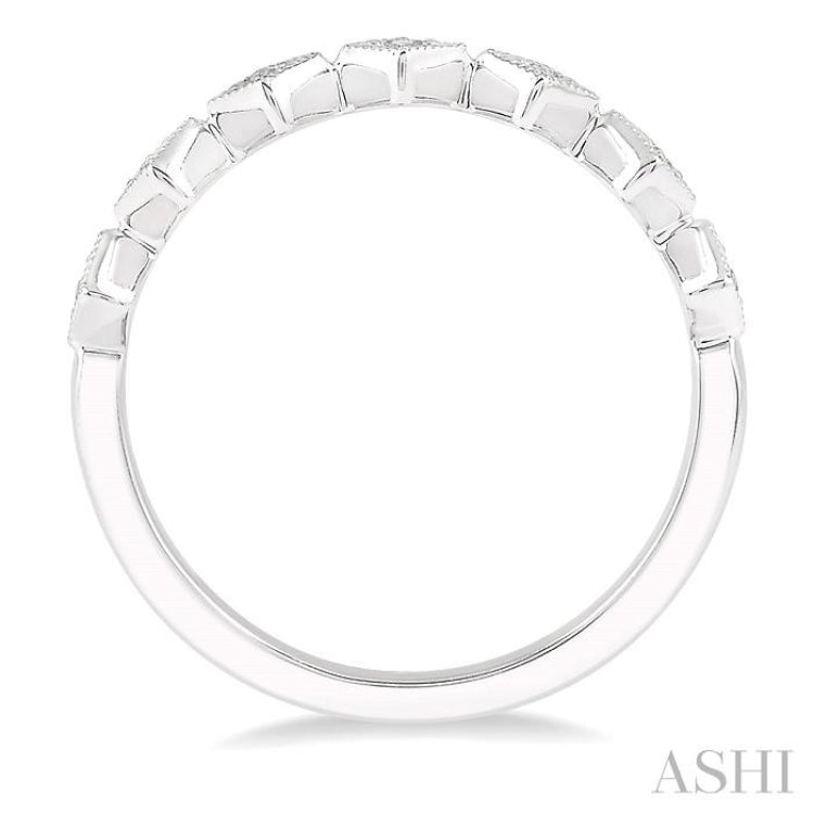 1/10 Ctw Rhombus Lattice Round Cut Diamond Stackable Band in 14K White Gold