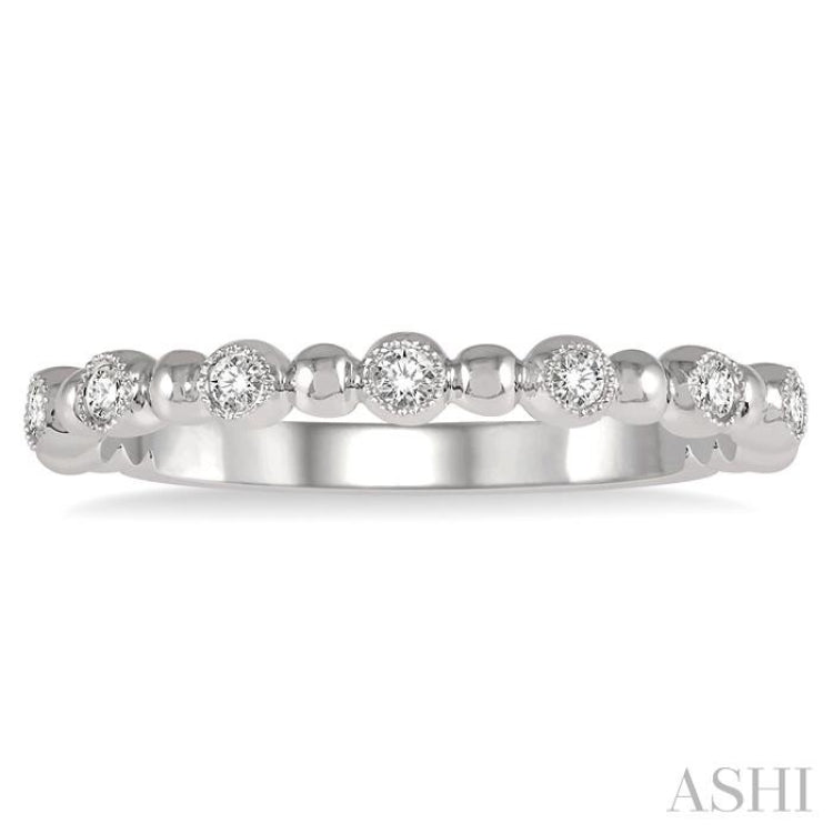 1/6 Ctw Ball Link Round Cut Diamond Stack Band in 14K White Gold