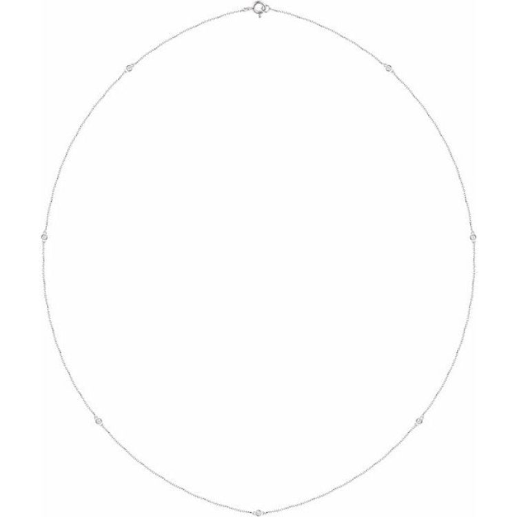 Sterling Silver 1/4 CTW Natural Diamond 7-Station 24" Necklace
