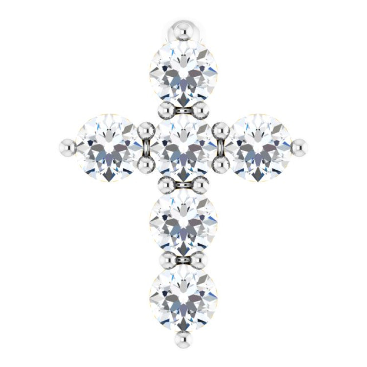 14K White Gold 1/6 CTW Natural Diamond Cross Pendant