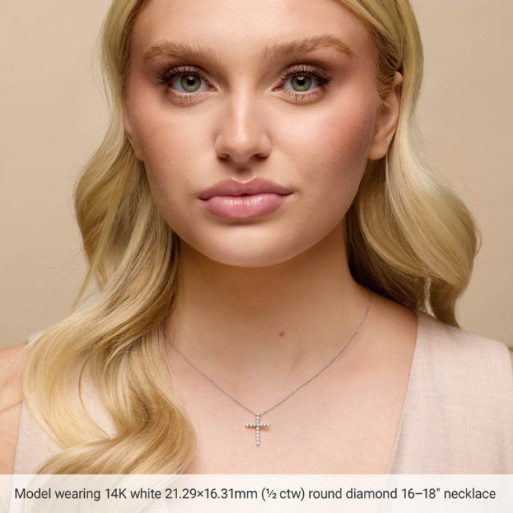 14K Yellow Gold 1/4 CTW Natural Diamond Cross 16-18" Necklace