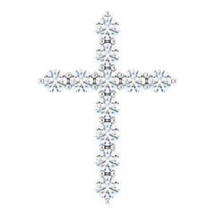 14K White Gold 3/8 CTW Natural Diamond Cross Pendant