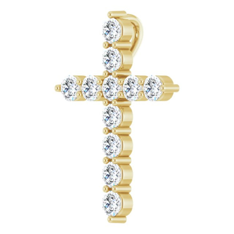 14K Yellow Gold 3/8 CTW Natural Diamond Cross Pendant