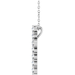 Platinum 3/8 CTW Natural Diamond Cross 16-18" Necklace