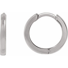 14K White Gold Hinged 10 mm Hoop Earrings
